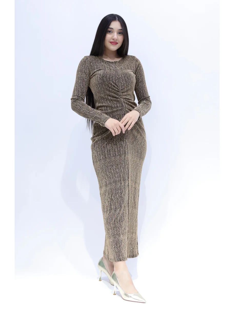 ان لاف Women party dress in gold color for winter season