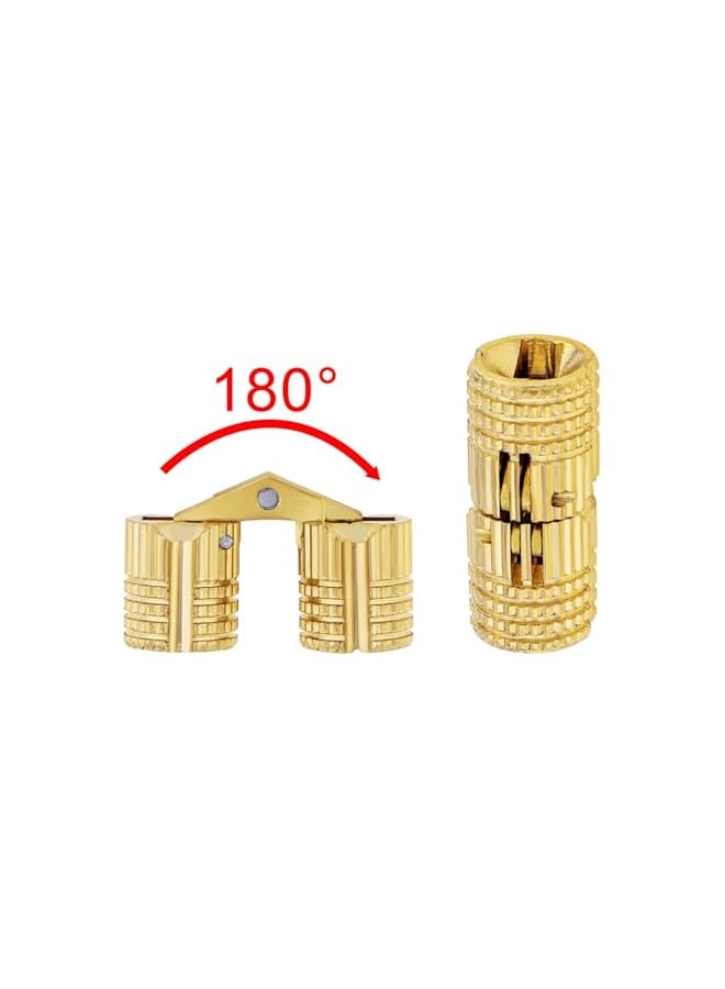 S-TOP 8 Pcs Mm Hidden Brass Barrel Hinges, Concealed Box 180 Degree Opening Angle Invisible Furniture Hinges For Diy, Jewelry Box, Hand Craft - Image 4