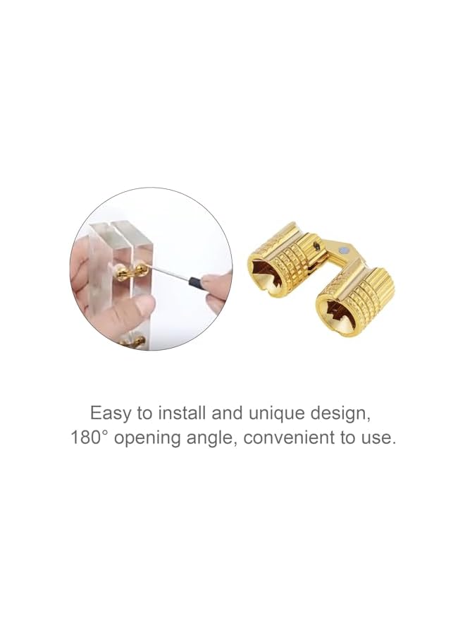S-TOP 8 Pcs Mm Hidden Brass Barrel Hinges, Concealed Box 180 Degree Opening Angle Invisible Furniture Hinges For Diy, Jewelry Box, Hand Craft - Image 3