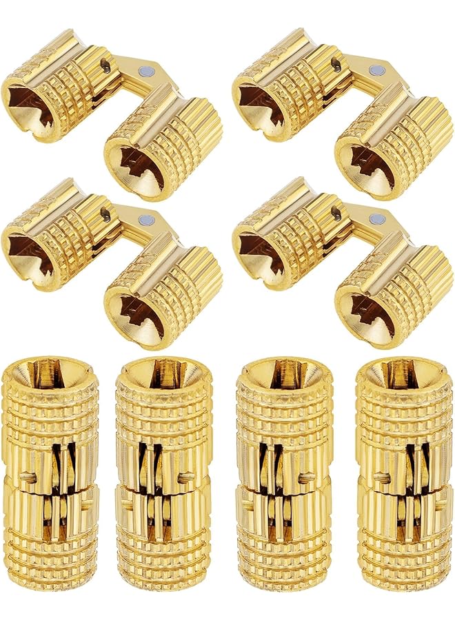 S-TOP 8 Pcs Mm Hidden Brass Barrel Hinges, Concealed Box 180 Degree Opening Angle Invisible Furniture Hinges For Diy, Jewelry Box, Hand Craft - Image 1