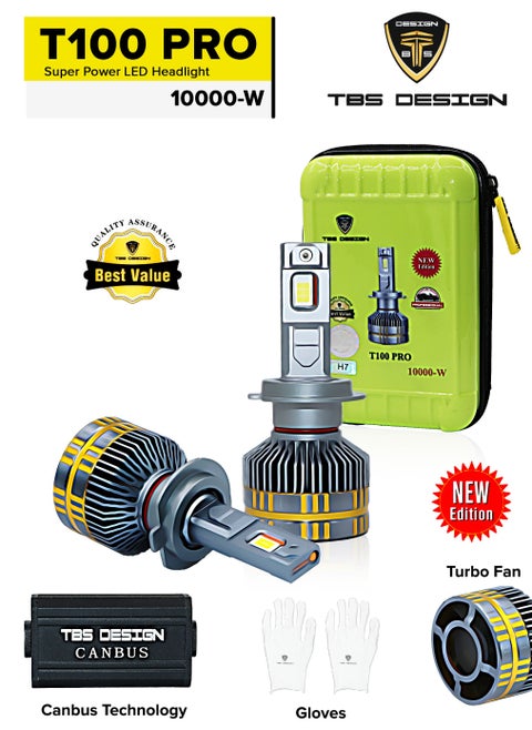 TBS T100 PRO 9006 2 Pieces  100W LED Headlight Bulb Assembly 10000 Lumens Xtreme Bright With Color Temperature 6500K