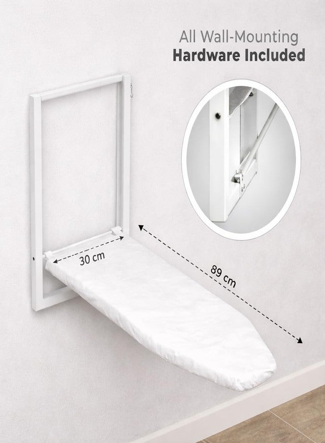 JAIMINI Home Wall Mount Ironing Table/Board | Space-Saving & Foldable Mechanism | White | DIY Assembly | Easy-Release Lever, Removable Cotton Cover & Mounting Hardware - Image 4