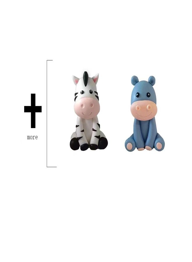 DiDida Jungle Safari Animal Cake Topper with Lion Giraffe Monkey Elephant Zebra Hippo for Baby Shower(6PCS) - Image 3