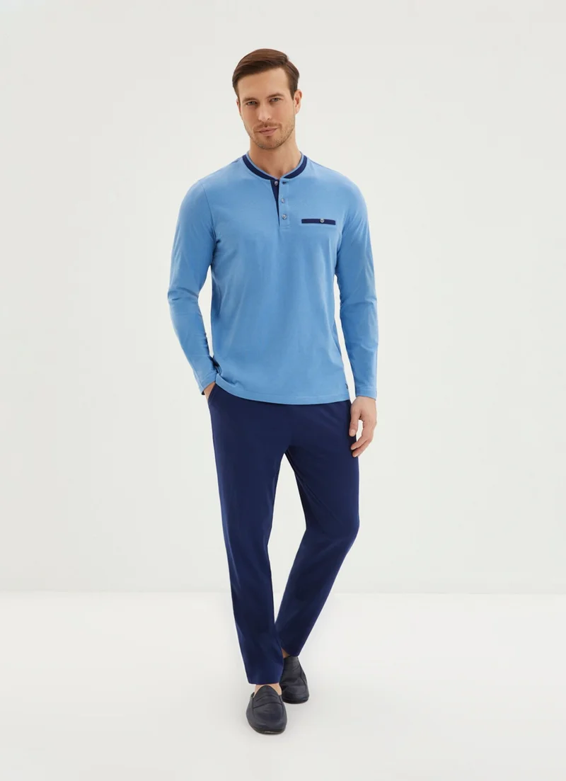 Kiğılı 3-Piece Combed Cotton Robed Pajamas Set