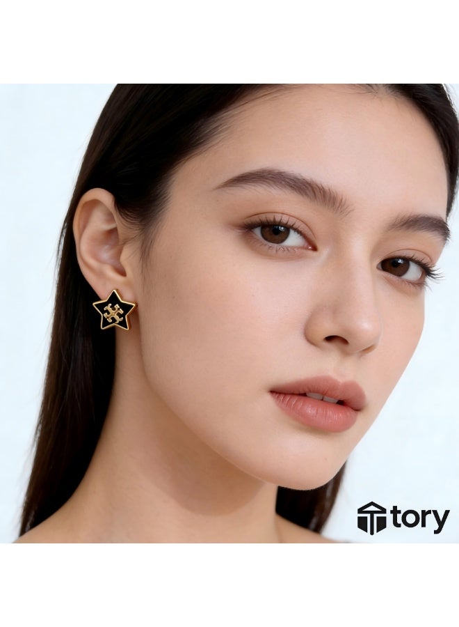Tory Women's star-shaped stud earrings, classic logo, small, delicate, elegant, and versatile - Image 2