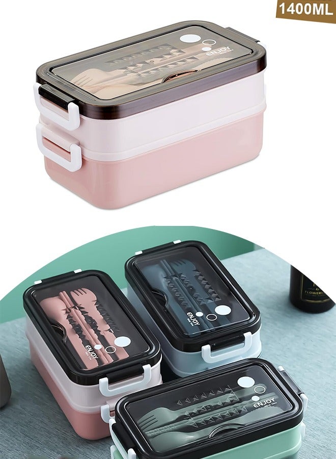 Large-capacity Double-layer Insulated Lunch Box with Cutlery for Teenagers and Workers at School Classroom Canteen Back to School Portable Lunch Box Home Kitchen Supplie - Image 1