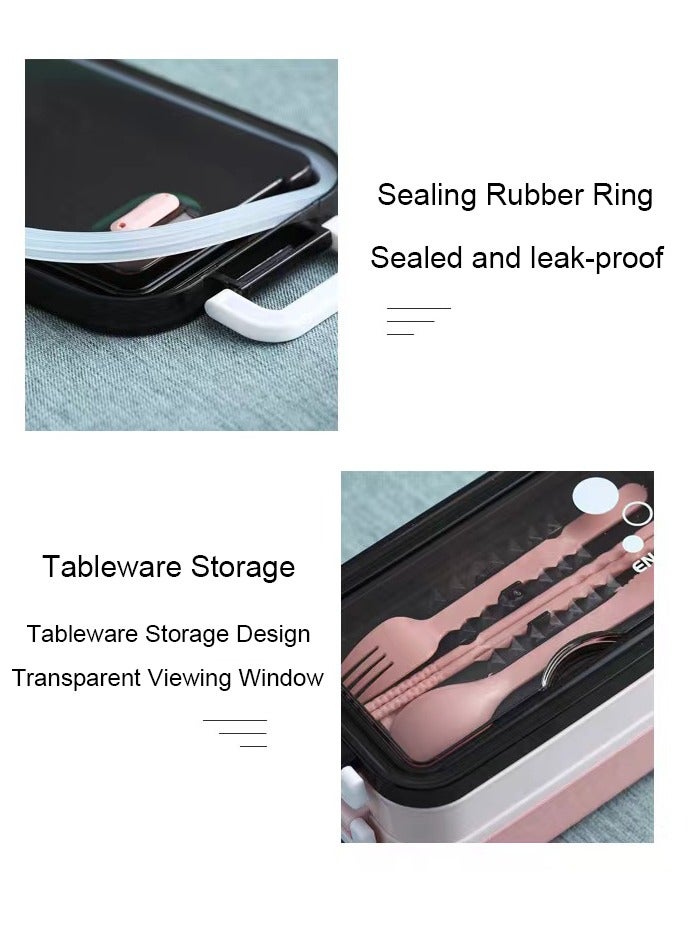 Large-capacity Double-layer Insulated Lunch Box with Cutlery for Teenagers and Workers at School Classroom Canteen Back to School Portable Lunch Box Home Kitchen Supplie - Image 3
