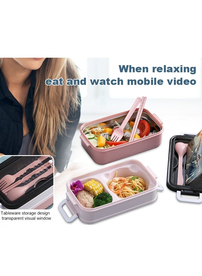 Large-capacity Double-layer Insulated Lunch Box with Cutlery for Teenagers and Workers at School Classroom Canteen Back to School Portable Lunch Box Home Kitchen Supplie - Image 5