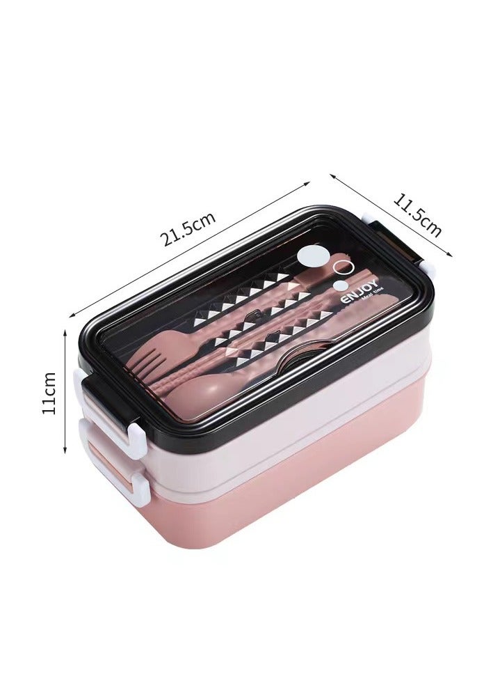 Large-capacity Double-layer Insulated Lunch Box with Cutlery for Teenagers and Workers at School Classroom Canteen Back to School Portable Lunch Box Home Kitchen Supplie - Image 2
