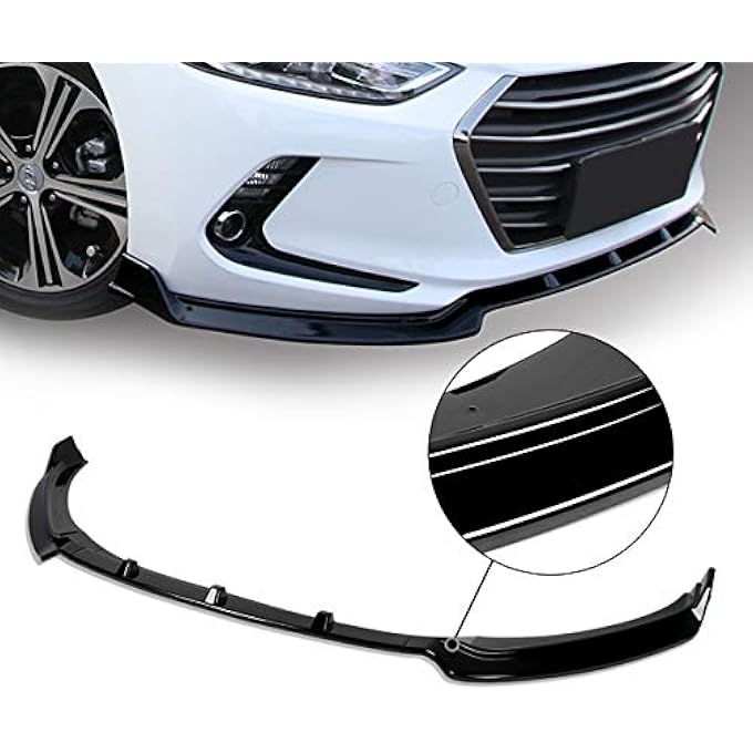rayihni 2Pu679Pbk 3Pc With Vertical Stabilizers Glossy Finish Front Bumper Lip Compatible With 1718 Hyundai Elantra - Image 5