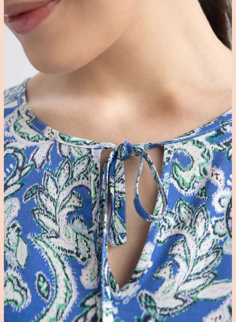 DeFacto Woman Round Collar Woven Long Sleeve Blouse