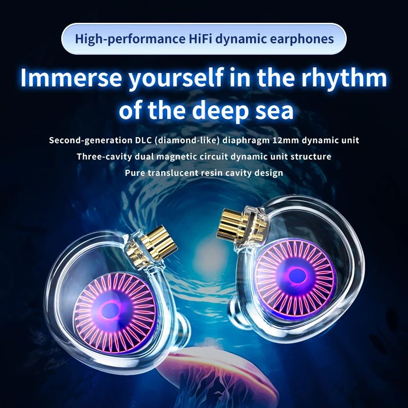 TRN Medusa HiFi Monitor Earphones, Dynamic Coil with DLC Diaphragm, 2-Pin Detachable Cable In-Ear Monitors, With Mic - Image 3