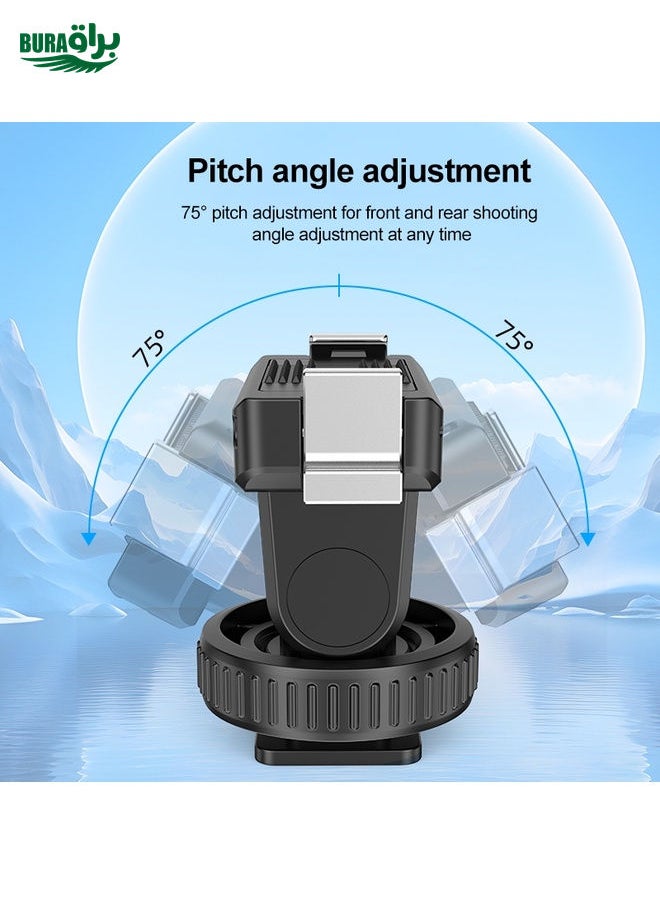 BURAQ For DJI Osmo Action 5 Pro / 4 / 3 PULUZ Cold Shoe Gimbal Quick Release Base Adapter (Black)  - Image 3