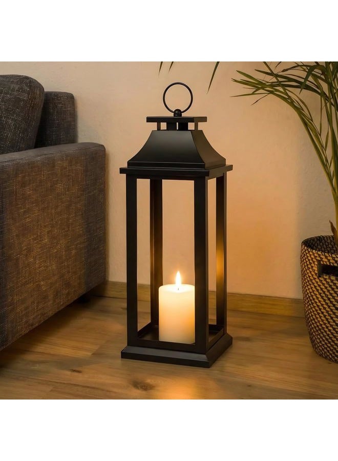 SUJUN Modern Farmhouse Black Lantern Candle Holder – 25” Hanging Decorative Lantern for Indoor & Outdoor Home Décor – Ideal for Parties, Weddings, Porches, and Events (No Glass Panel), Size X-Large - Image 3