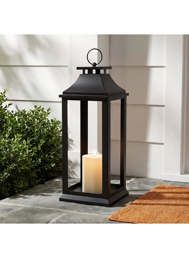 SUJUN Modern Farmhouse Black Lantern Candle Holder – 25” Hanging Decorative Lantern for Indoor & Outdoor Home Décor – Ideal for Parties, Weddings, Porches, and Events (No Glass Panel), Size X-Large - Image 5