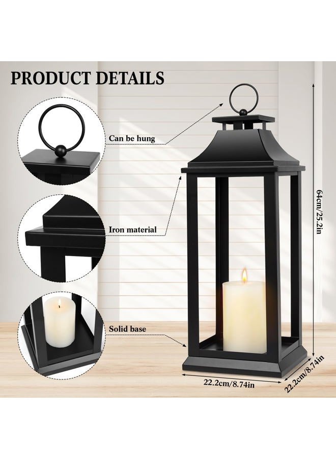 SUJUN Modern Farmhouse Black Lantern Candle Holder – 25” Hanging Decorative Lantern for Indoor & Outdoor Home Décor – Ideal for Parties, Weddings, Porches, and Events (No Glass Panel), Size X-Large - Image 2