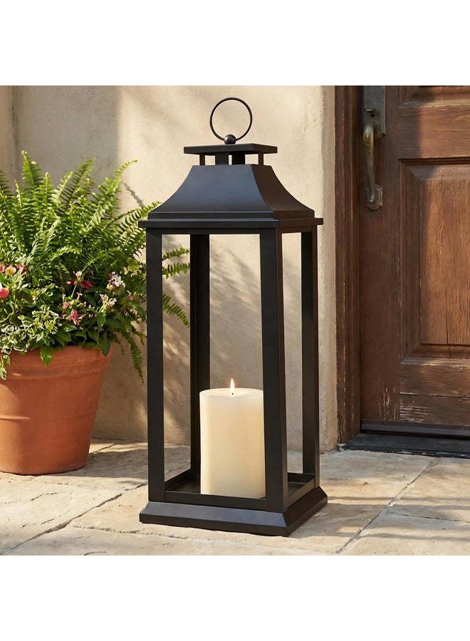 SUJUN Modern Farmhouse Black Lantern Candle Holder – 25” Hanging Decorative Lantern for Indoor & Outdoor Home Décor – Ideal for Parties, Weddings, Porches, and Events (No Glass Panel), Size X-Large - Image 4