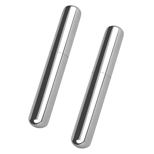 Linkidea 2 Pack Stainless Steel Cigar Case Tube Silver Up to 52 Ring Gauge Airtight Seal Portable Snap Closure - Image 2