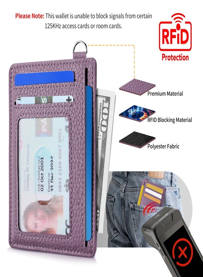 Mayski Slim Minimalist Wallet, Front Pocket Leather Wallets, RFID Blocking, Credit Card Holder for Men & Women, Litchi Lavender, Minimalist - Image 5
