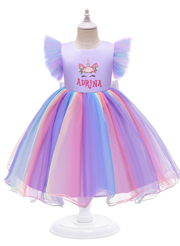 Loquat Short sleeve Princess children's dress children's dress girls comfortable breathable dress 