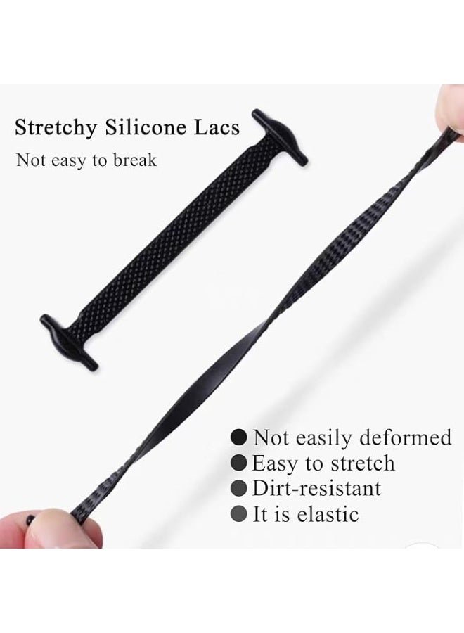 No Tie Shoelaces for Adults & Kids, Elastic Silicone Tieless Laces, Waterproof Flat Rubber Shoe Laces for Trainers, Boots, Basketball, Tennis, Running & Climbing Shoes, Black/White - Image 4