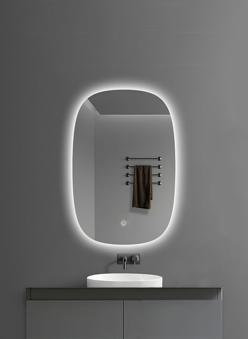 Furniture Factory LED Bathroom Mirror with Smart Touch Control, Wall Mounted Vanity Mirror with 3 Adjustable Light Temperatures, for Bathroom & Vanity - 60x40cm  - Image 1