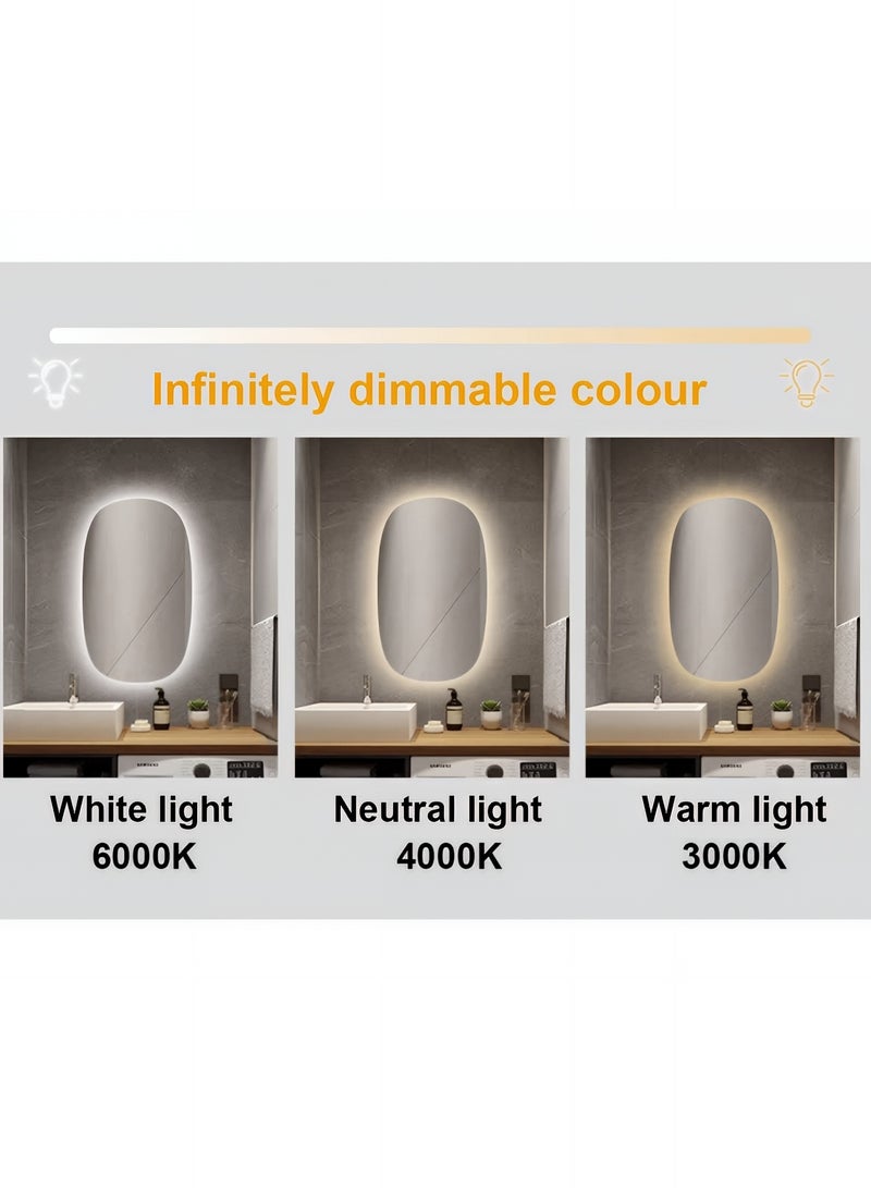 Furniture Factory LED Bathroom Mirror with Smart Touch Control, Wall Mounted Vanity Mirror with 3 Adjustable Light Temperatures, for Bathroom & Vanity - 60x40cm  - Image 5