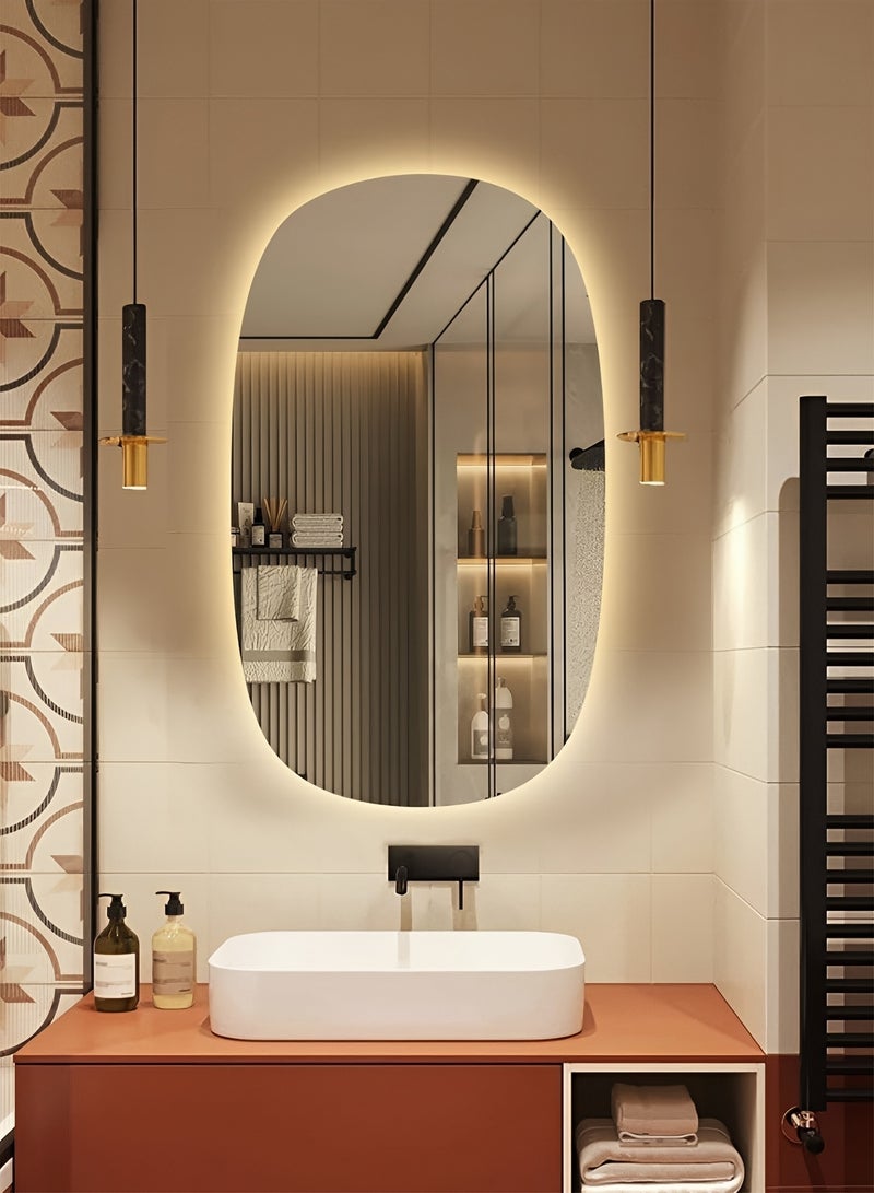 Furniture Factory LED Bathroom Mirror with Smart Touch Control, Wall Mounted Vanity Mirror with 3 Adjustable Light Temperatures, for Bathroom & Vanity - 60x40cm  - Image 3