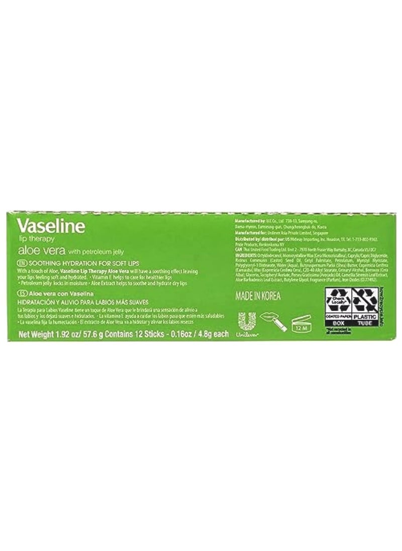 Vaseline Vaseline Lip wo Backer Card Aloe  12 pack box  - Image 3