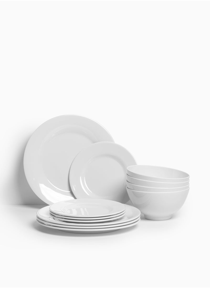 Master Gold - 12 Pieces Premium Melamine Dinner Set 12 Pieces For 4 People White Microwave And Dishwasher Safe | Melamine Plates Set | Healthy Melamine Dinner Set White ‎44.96 x 32 x 31.5 cm - Image 1