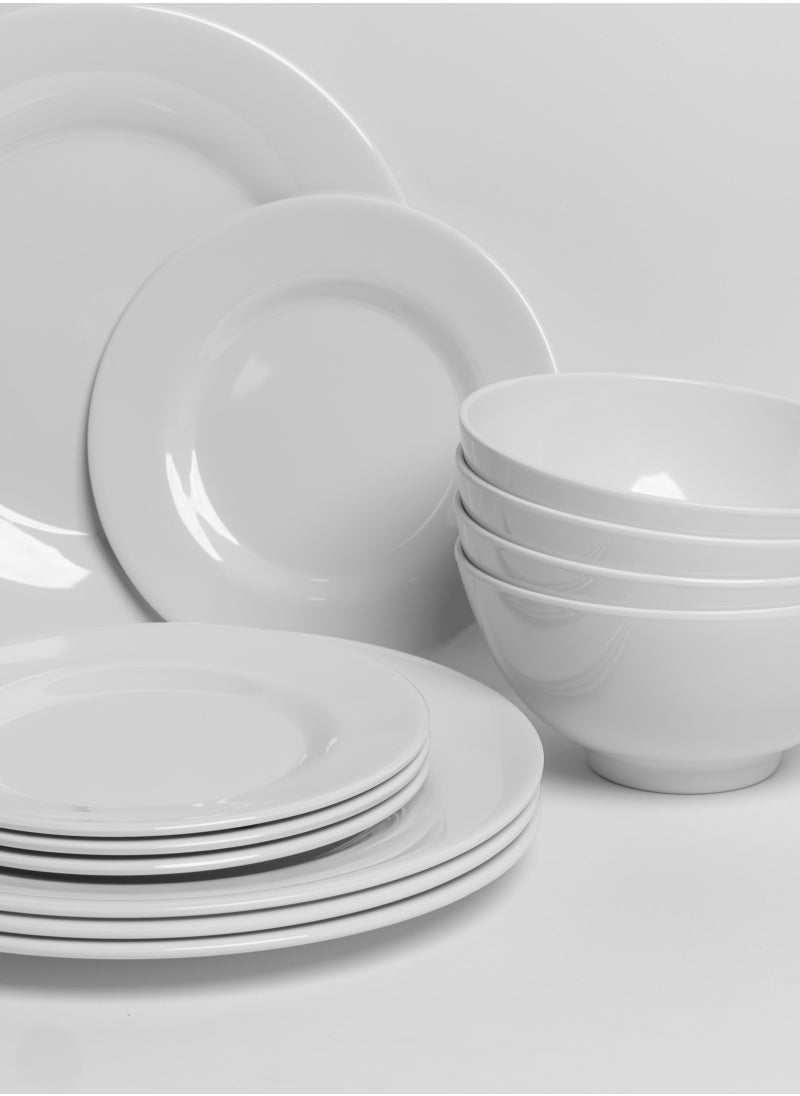 Master Gold - 12 Pieces Premium Melamine Dinner Set 12 Pieces For 4 People White Microwave And Dishwasher Safe | Melamine Plates Set | Healthy Melamine Dinner Set White ‎44.96 x 32 x 31.5 cm - Image 1