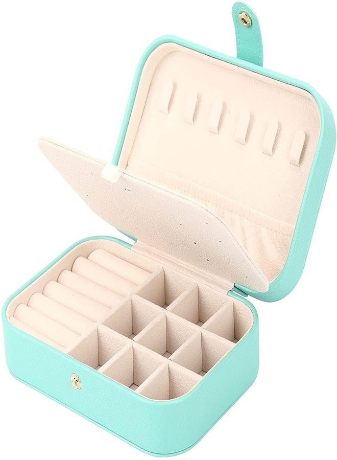 Thea Small Jewelry Box, Travel Jewelry Box Organizer for Women, 2- Layer Small Jewelry Storage Case, Jewelry Holder Case for Ring, Necklace, Earring (Blue) - Image 5