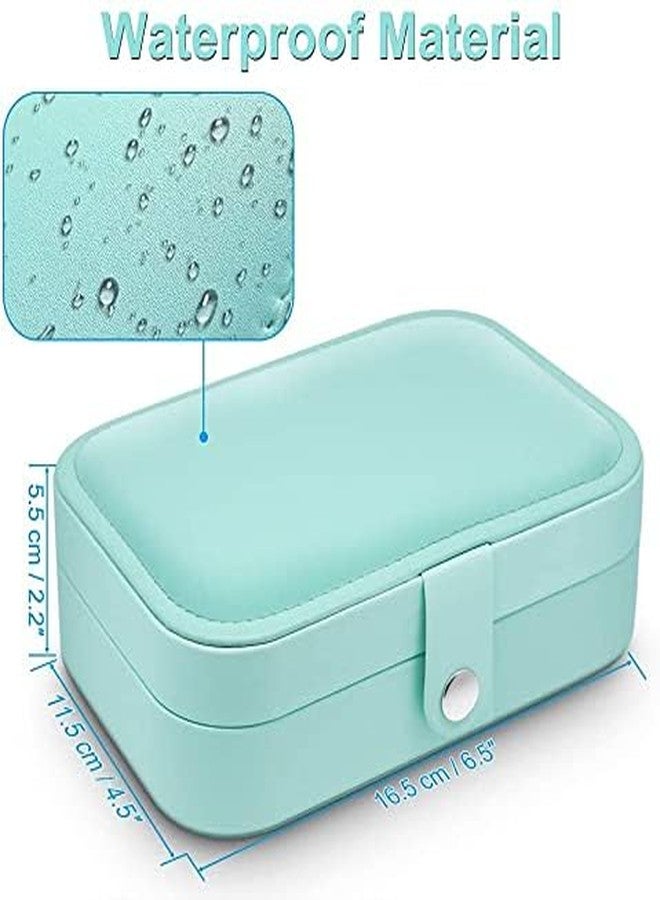 Thea Small Jewelry Box, Travel Jewelry Box Organizer for Women, 2- Layer Small Jewelry Storage Case, Jewelry Holder Case for Ring, Necklace, Earring (Blue) - Image 2