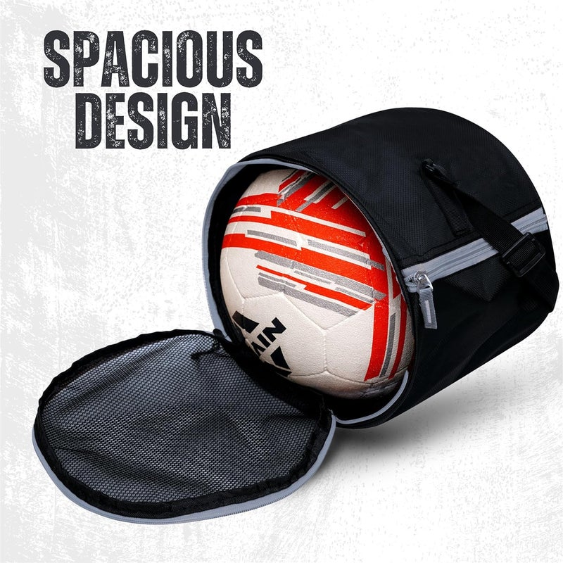 PANFIKH Football Bag for Boys Durable Sports Kit Bag with Adjustable Shoulder Strap and Mesh Pocket Spacious Gym Duffel for Football Accessories - Fit Also for Volleyball, Basketball (Black) - Image 3