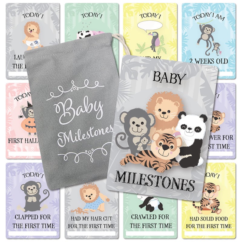 Silentnight Baby Milestone Cards - 57 Keepsake Moments | First Year Memories | Personalise | Unisex | Mum to be Gift | Baby ... - Image 1
