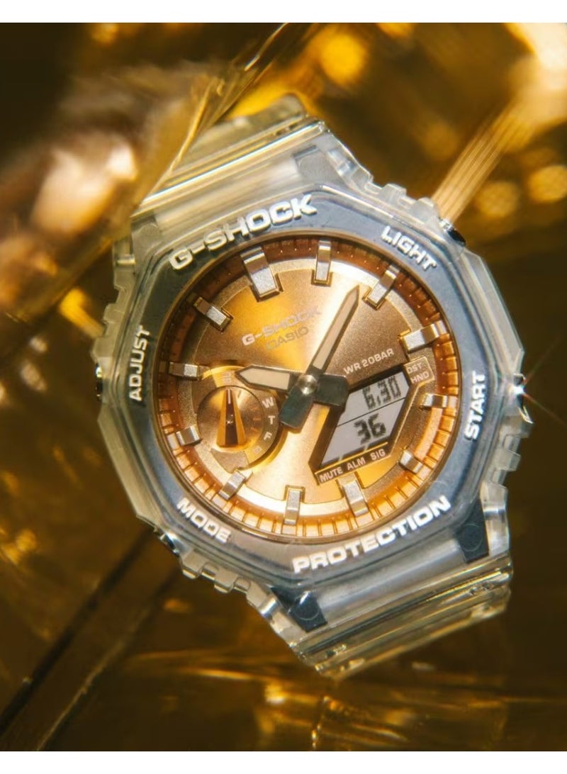 G-SHOCK Analog Digital Watch GA-2100BM-7A5DR, 45.4 mm Rose Gold, Carbon-Core Guard Resin Case & Strap, Shock-Resistant, 200 m WR - Image 3
