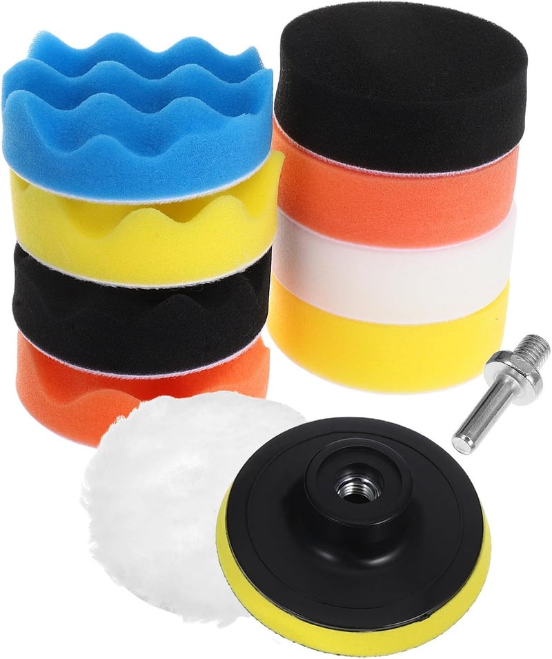 11pcs Auto Buffing Sponge Pads Set with Fleece Bonnet Polishing and Waxing Pads for Car Detailing and Paint Restoration Using Household Drill - Image 1