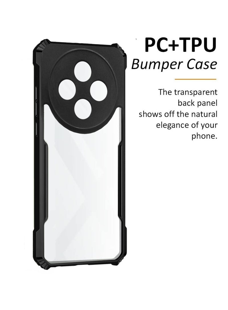 دبليو تيك vivo Y300 Pro 5G 2024 Hybrid TPU سيليكون مع مصدات درع مرتفعة غطاء حافظة رفيع (MCAPSA) - شفاف / أسود - Image 2