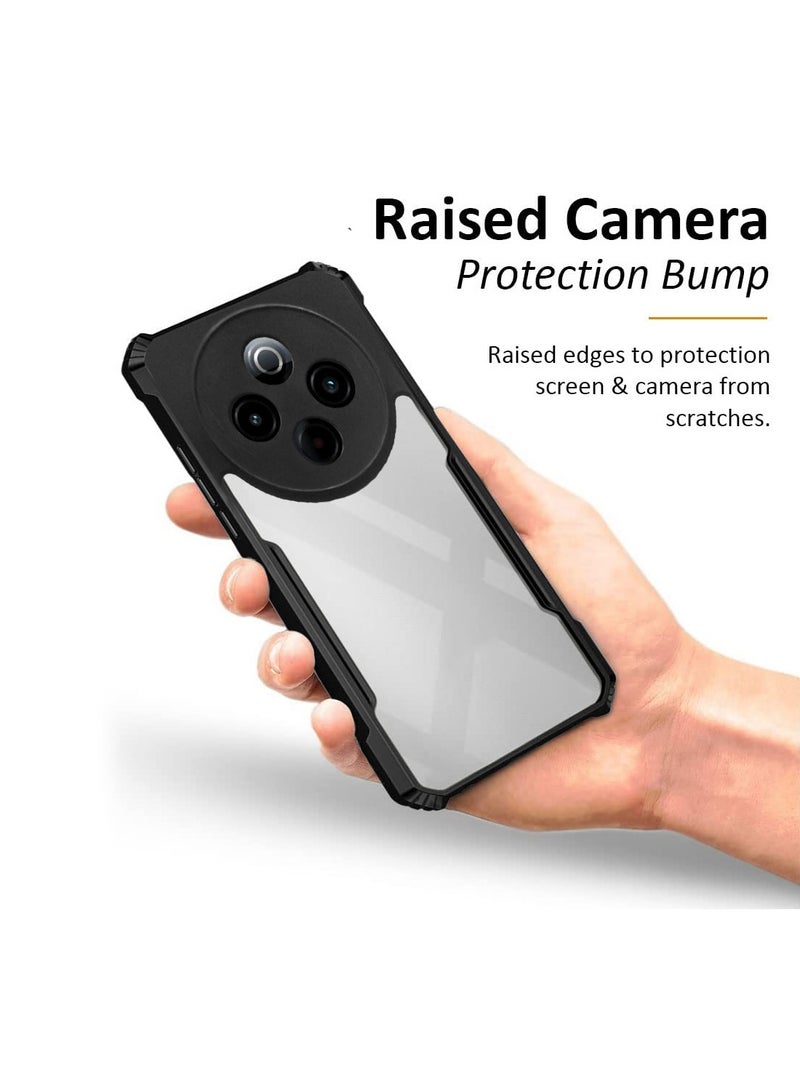 دبليو تيك vivo Y300 Pro 5G 2024 Hybrid TPU سيليكون مع مصدات درع مرتفعة غطاء حافظة رفيع (MCAPSA) - شفاف / أسود - Image 3