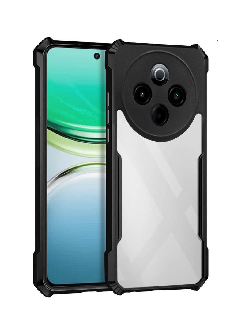 دبليو تيك vivo Y300 Pro 5G 2024 Hybrid TPU سيليكون مع مصدات درع مرتفعة غطاء حافظة رفيع (MCAPSA) - شفاف / أسود - Image 1