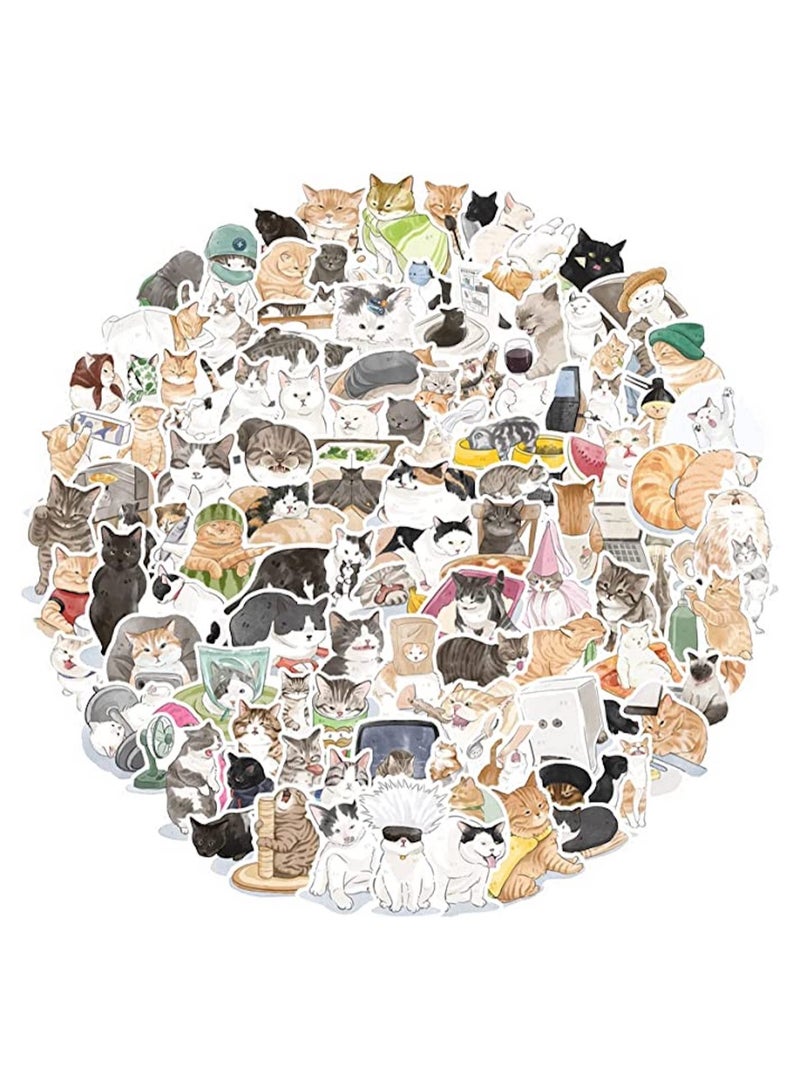 100 Pcs Cat Stickers Cute Aesthetic Waterproof Stickers,Vinyl Stickers for Water Bottle Laptop Phone Skateboard Stickers for Teens Girls Kids and Women - Image 1