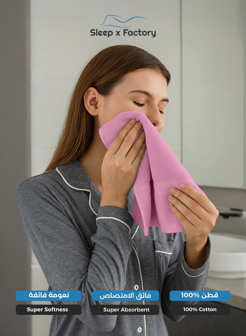 Sleep x Factory Pink Face Towel – 100% Cotton, Soft & Quick-Dry – 33x33 cm - Image 2
