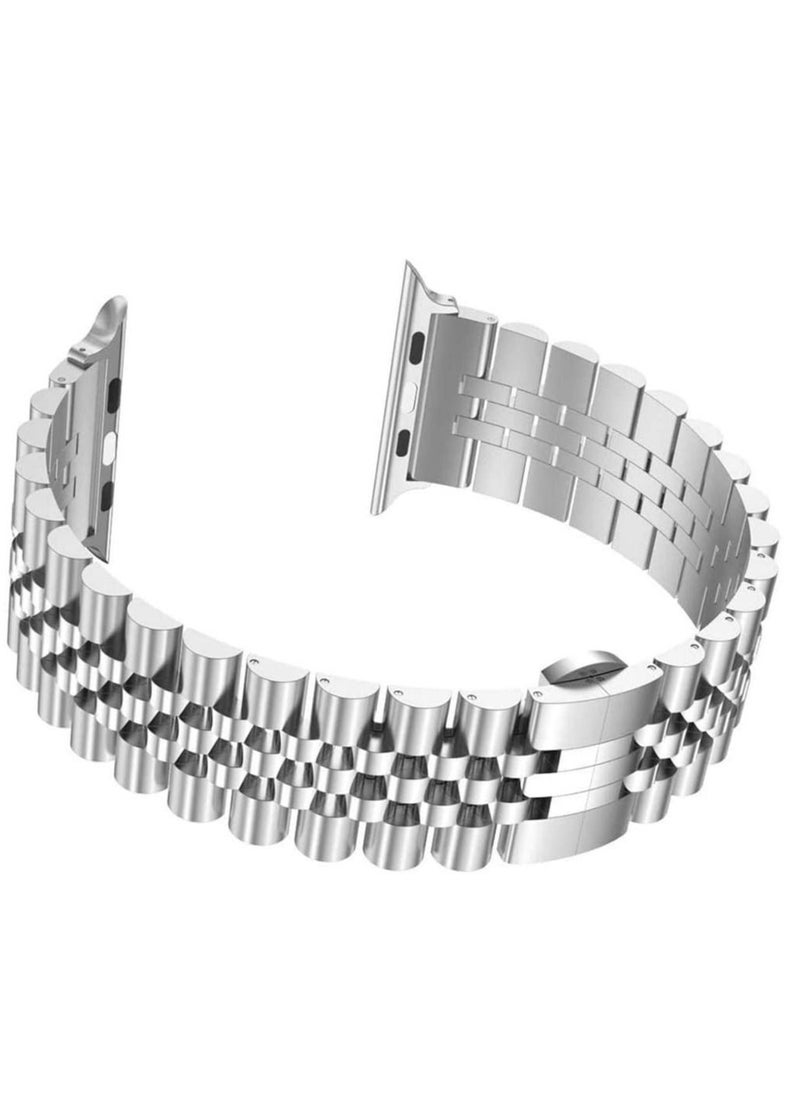 ELTRAZONE - Replacement Band Compatible with Apple Watch Ultra 49mm 45mm / 44mm / 42mm, Stainless Steel Solid Strap Metal Bracelet for Apple Watch Series 8 7 6 5 4 3 2 SE (Silver) - Image 1