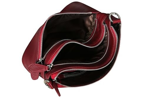 HESHE Leather Purse Crossbody Bags Small Shoulder Bag Leather Satchel Bags for Women Handbags and Purses Multi Pocketbook Tote Trendy Hobo (Wine) - Image 5