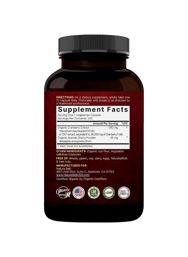 نايتشر بيل NatureBell Cranberry with Acerola – 240 Veggie Capsules - Image 2