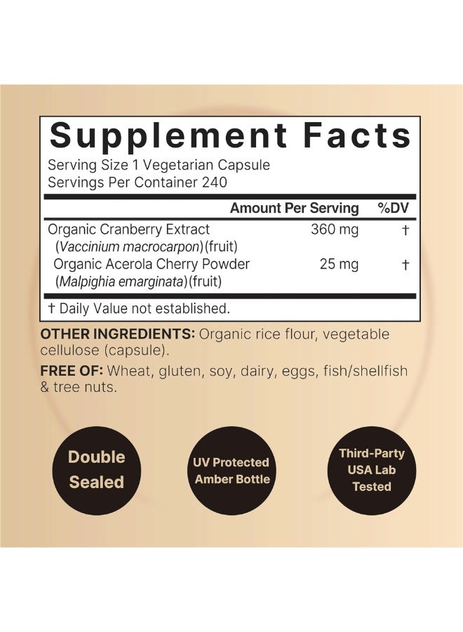 نايتشر بيل NatureBell Cranberry with Acerola – 240 Veggie Capsules - Image 4