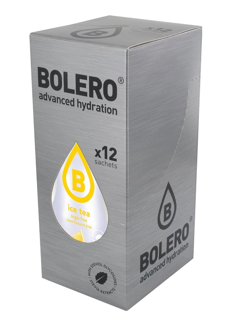 bolero Advanced Hydration Drink Packets Classic Sachets Sugar Free Water Flavoring Packets Calorie Free Powder Drink Lemon Flavoured Ice Tea 12 Sachets