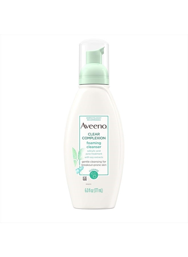 Aveeno Clear Complexion Foaming Facial Cleanser, Scentless, 6 Fl Oz (Pack of 1) Package may vary - Image 1