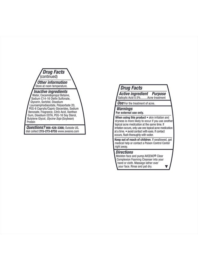Aveeno Clear Complexion Foaming Facial Cleanser, Scentless, 6 Fl Oz (Pack of 1) Package may vary - Image 3