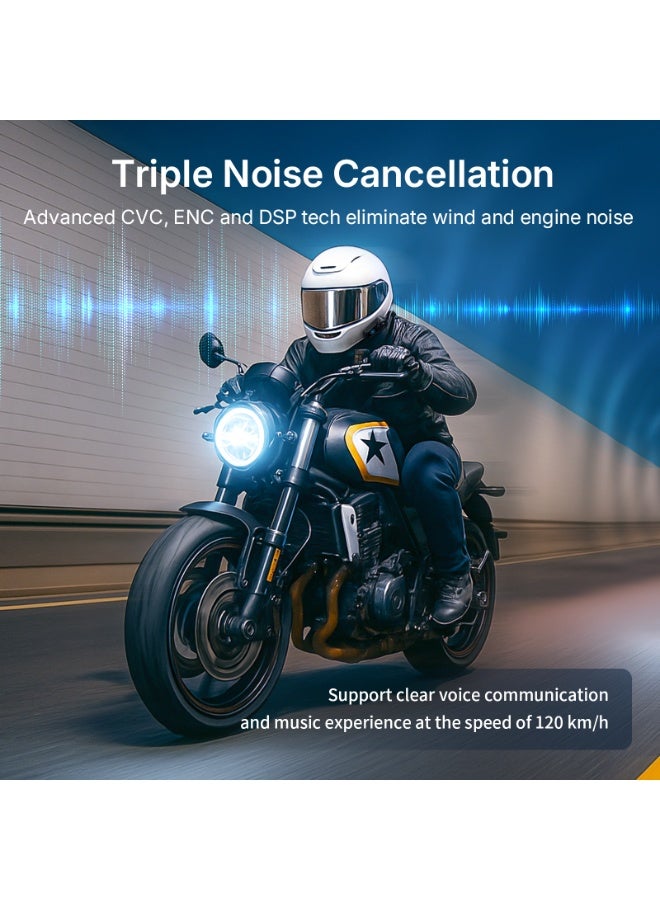 Fodsports FX-S Motorcycle Bluetooth Headset V5.4, 2-Way Helmet Intercom Communication System with IP67 Waterproof, CVC Noise Cancellation, Hands-Free Music/Call, 2 Type Mics, 1 Pack - Image 3